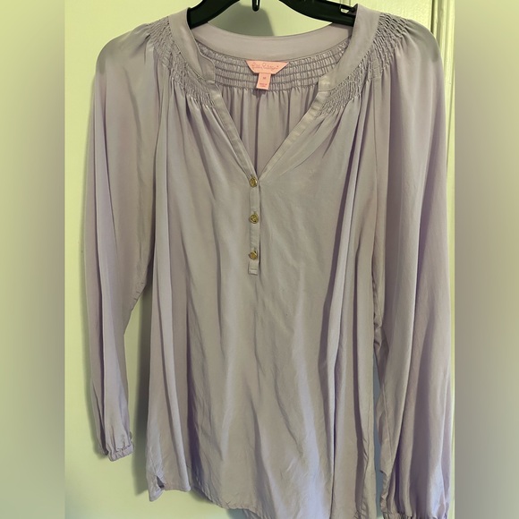 Lilly Pulitzer Elsa Silk Blouse- Size Medium- Color Lavender- EUC - Picture 11 of 12